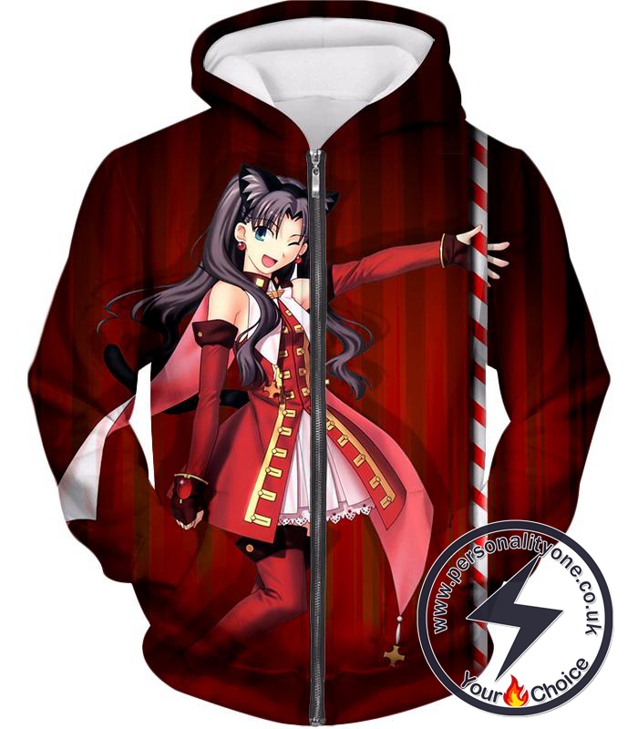 Fate Stay Night Beautiful Rin Tohsaka Dancer Themed Zip Up Hoodie